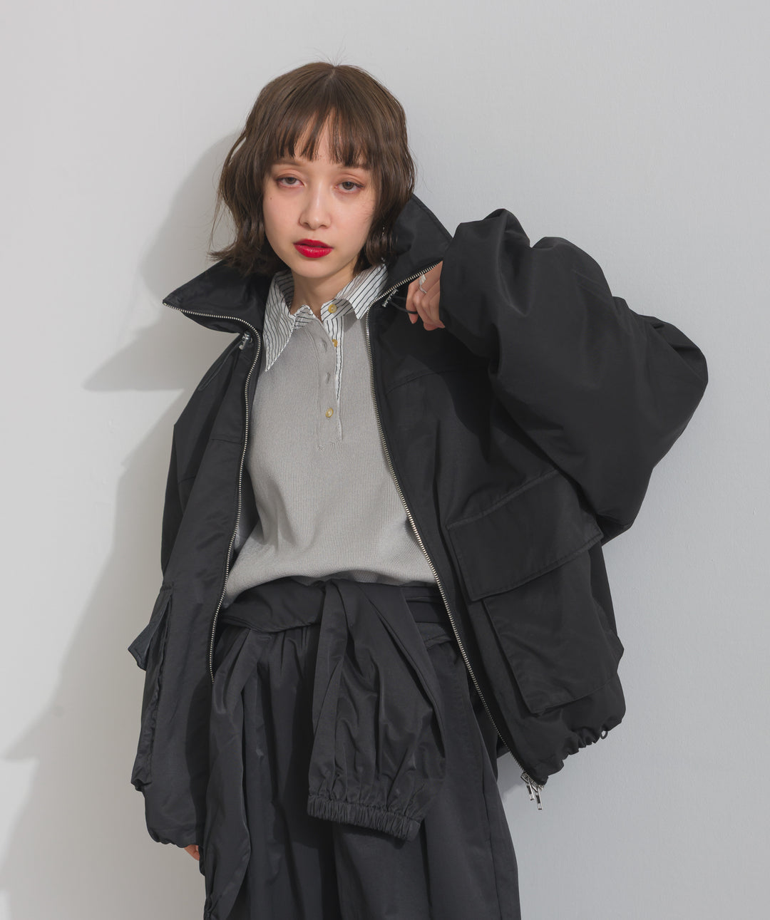 ストライプシャツドッキングポロ