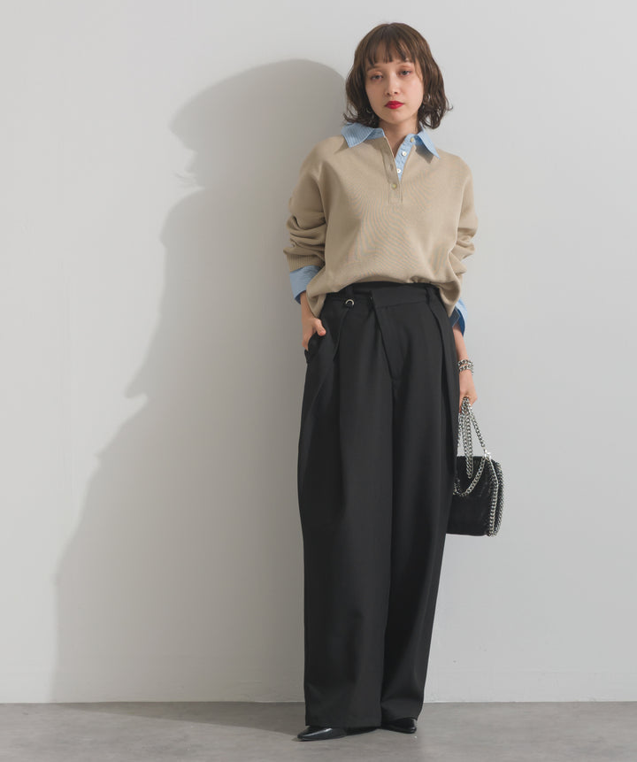 アシンメトリーウエストタックパンツ