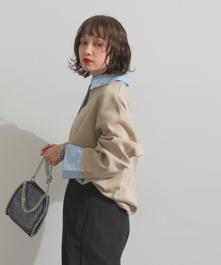 ストライプシャツドッキングポロ