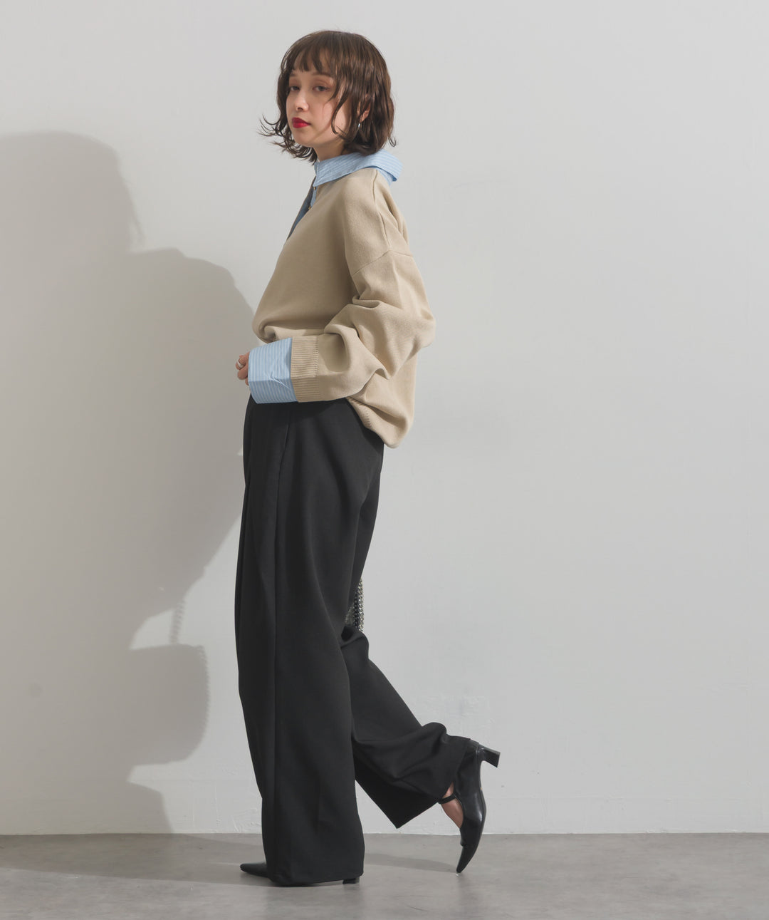 ストライプシャツドッキングポロ