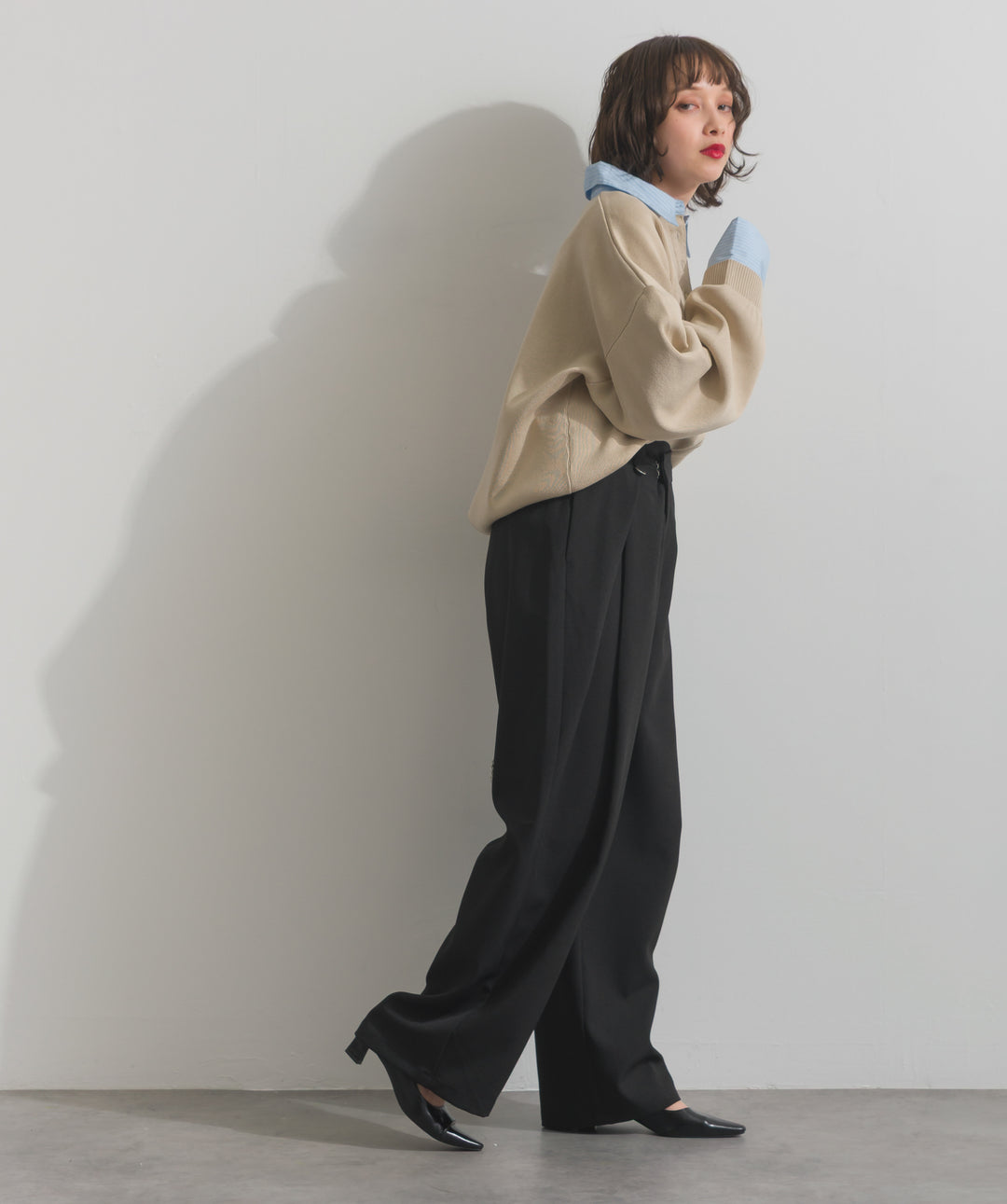 ストライプシャツドッキングポロ