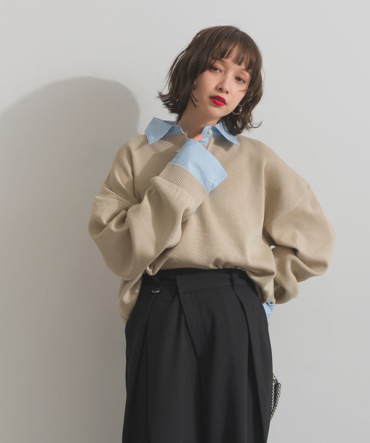 ストライプシャツドッキングポロ