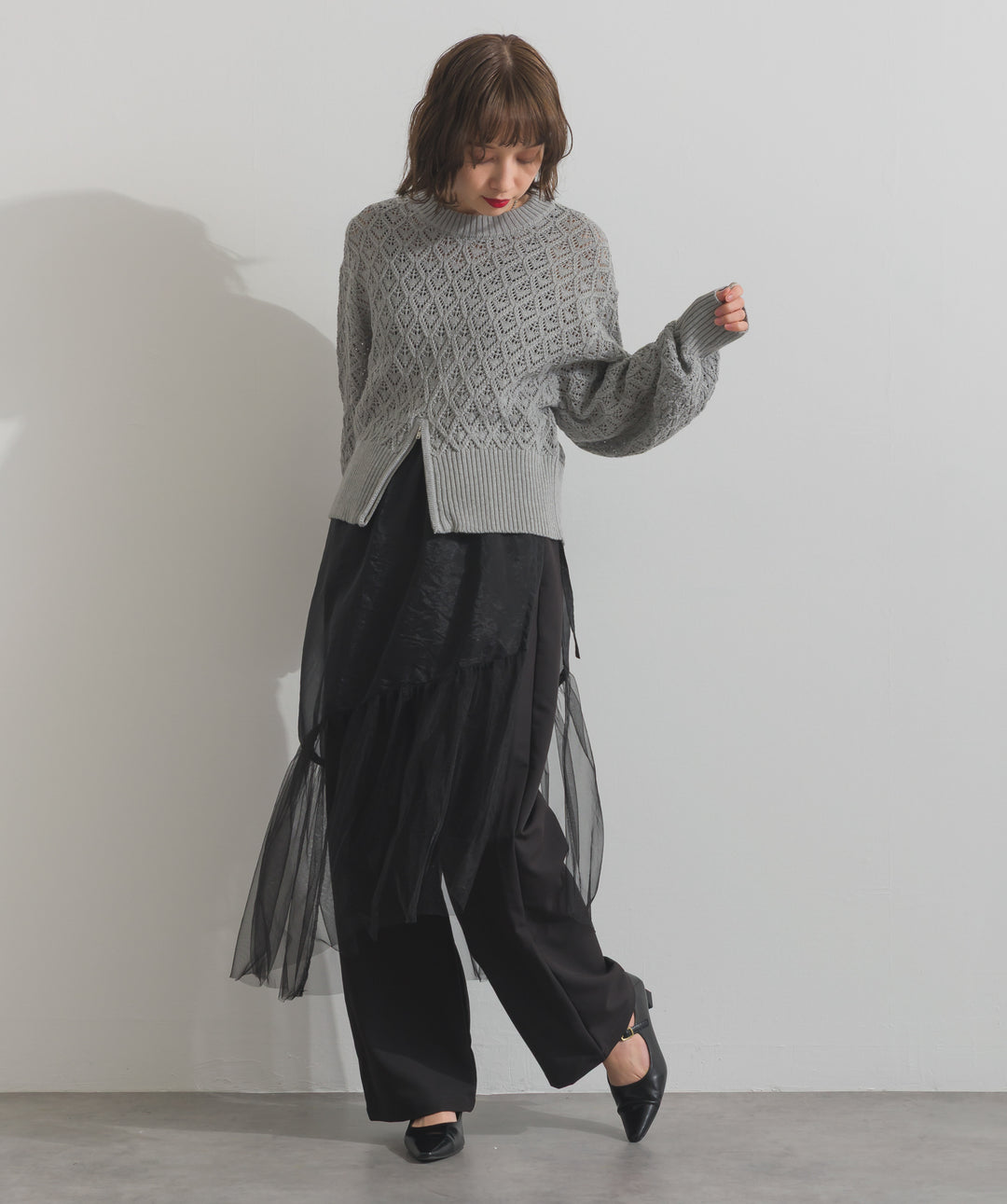 シアーレイヤードラップパンツ