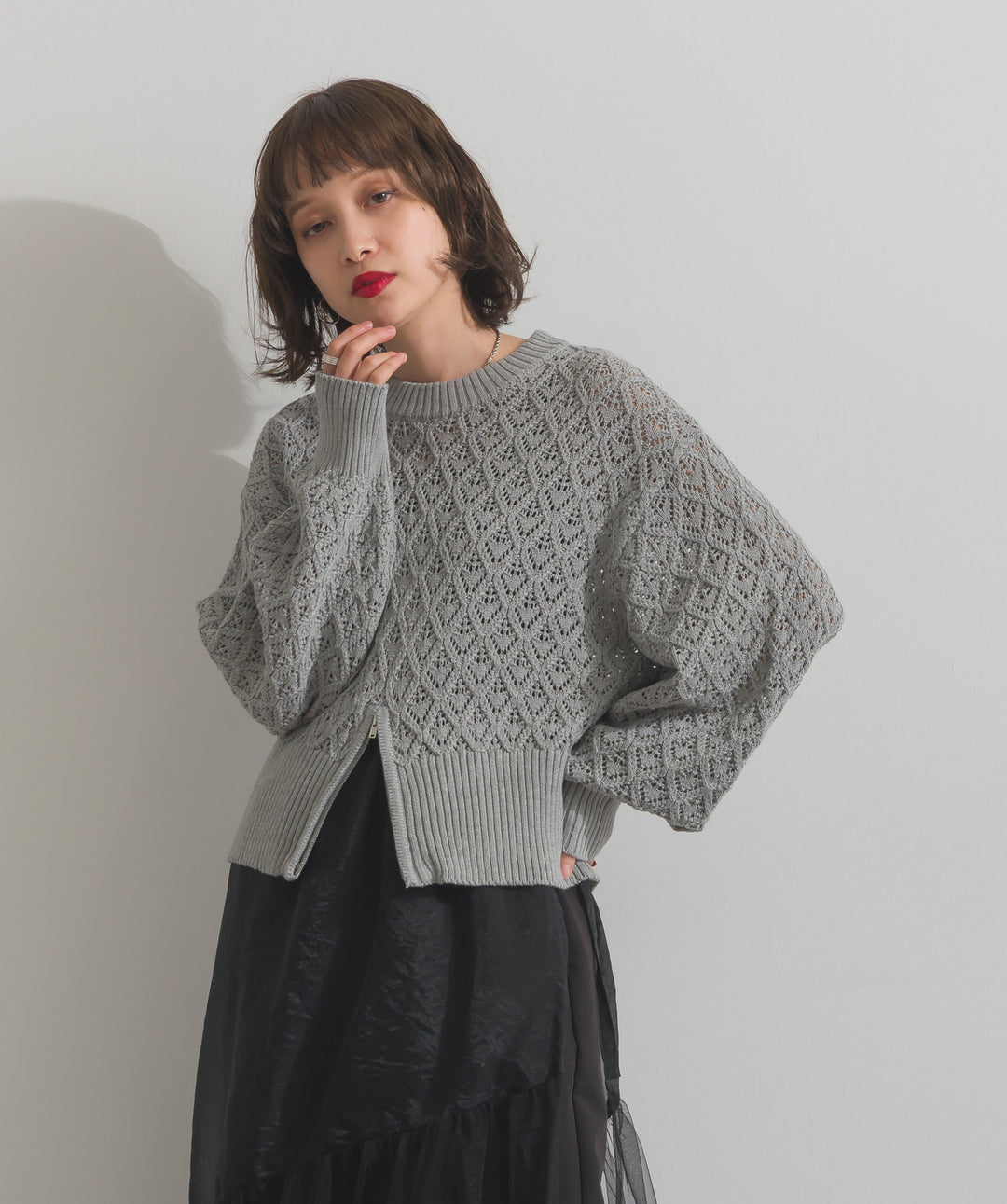 フロントスリットZIPニット