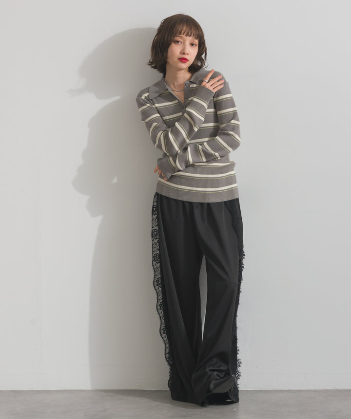 サイドレースワイドパンツ