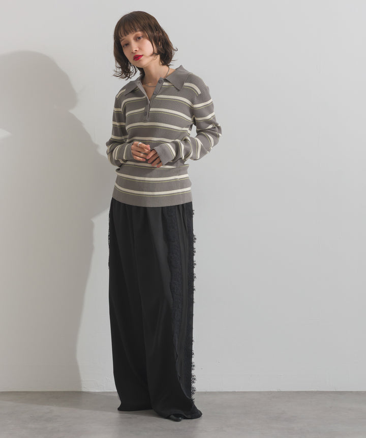 サイドレースワイドパンツ