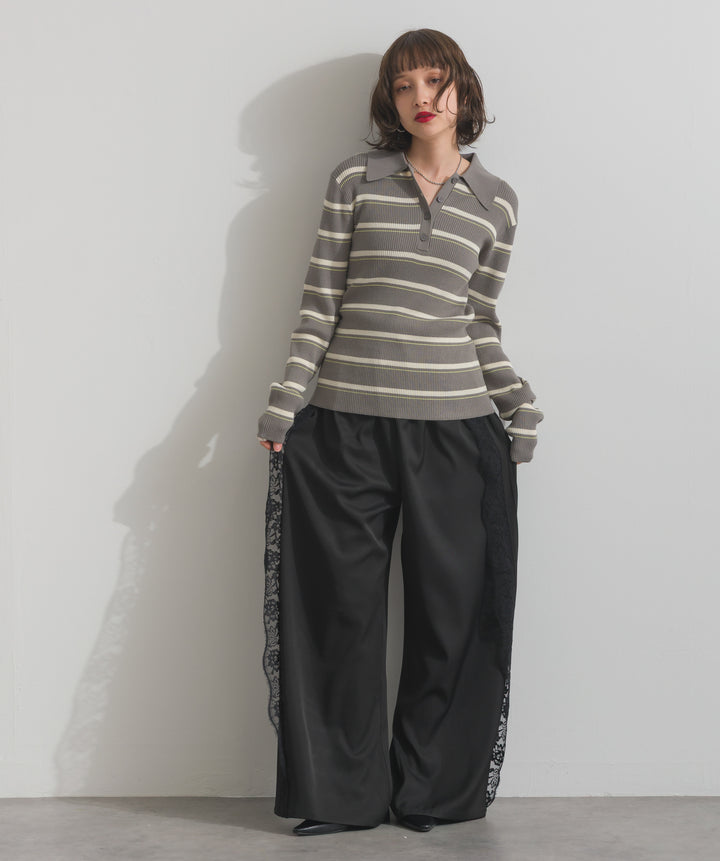 サイドレースワイドパンツ