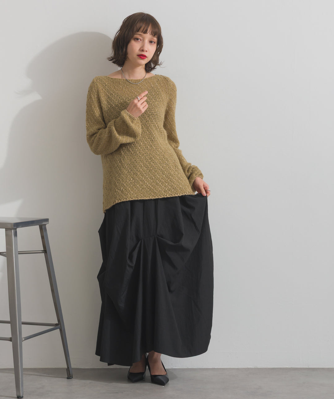 ランダムタックボリュームスカート