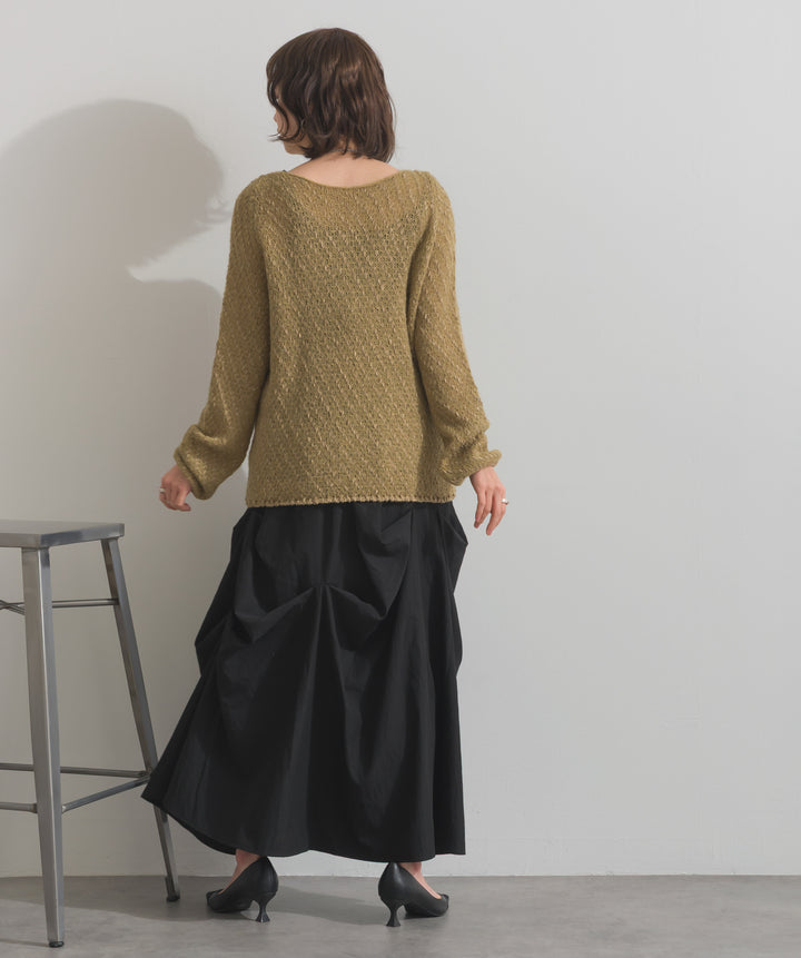 異素材ミックスヤーンニットプルオーバー