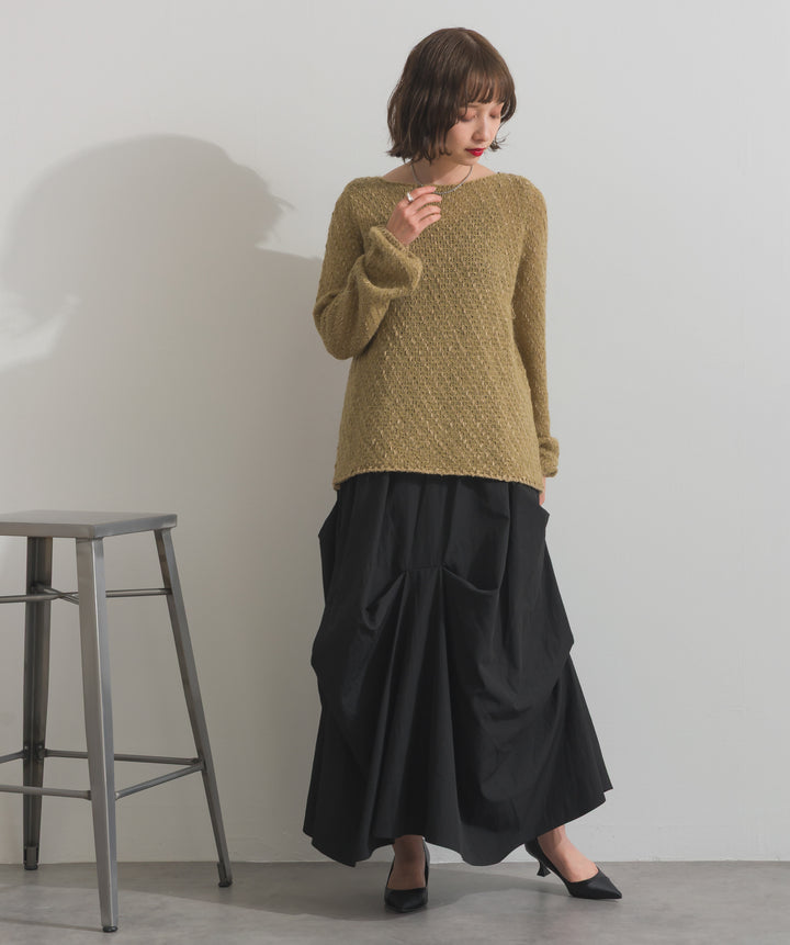 異素材ミックスヤーンニットプルオーバー