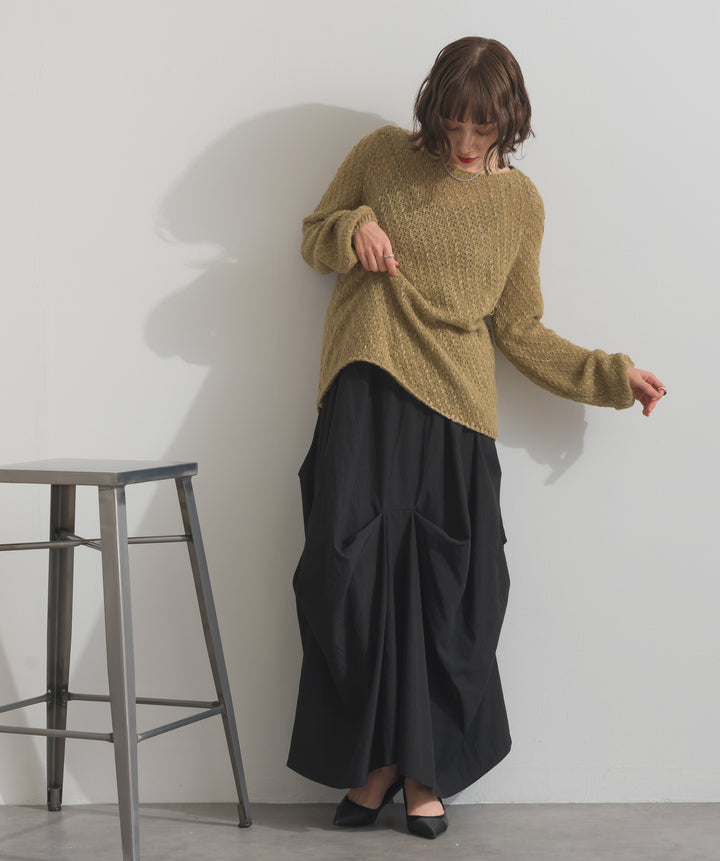 異素材ミックスヤーンニットプルオーバー