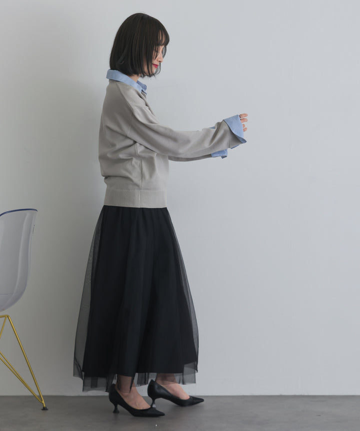 シャツ切替レイヤードプルオーバー
