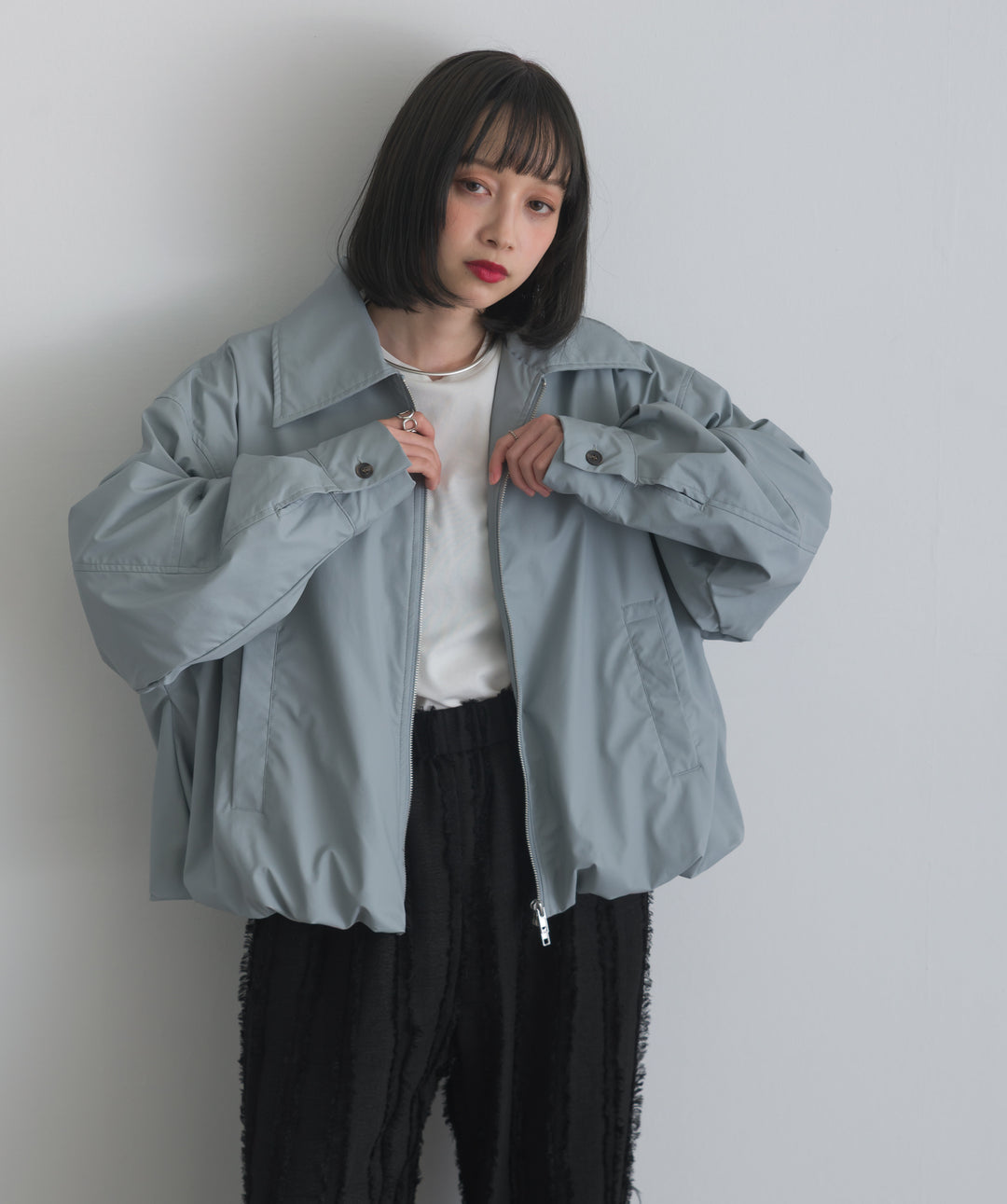 フェイクレザーバルーンジャケット