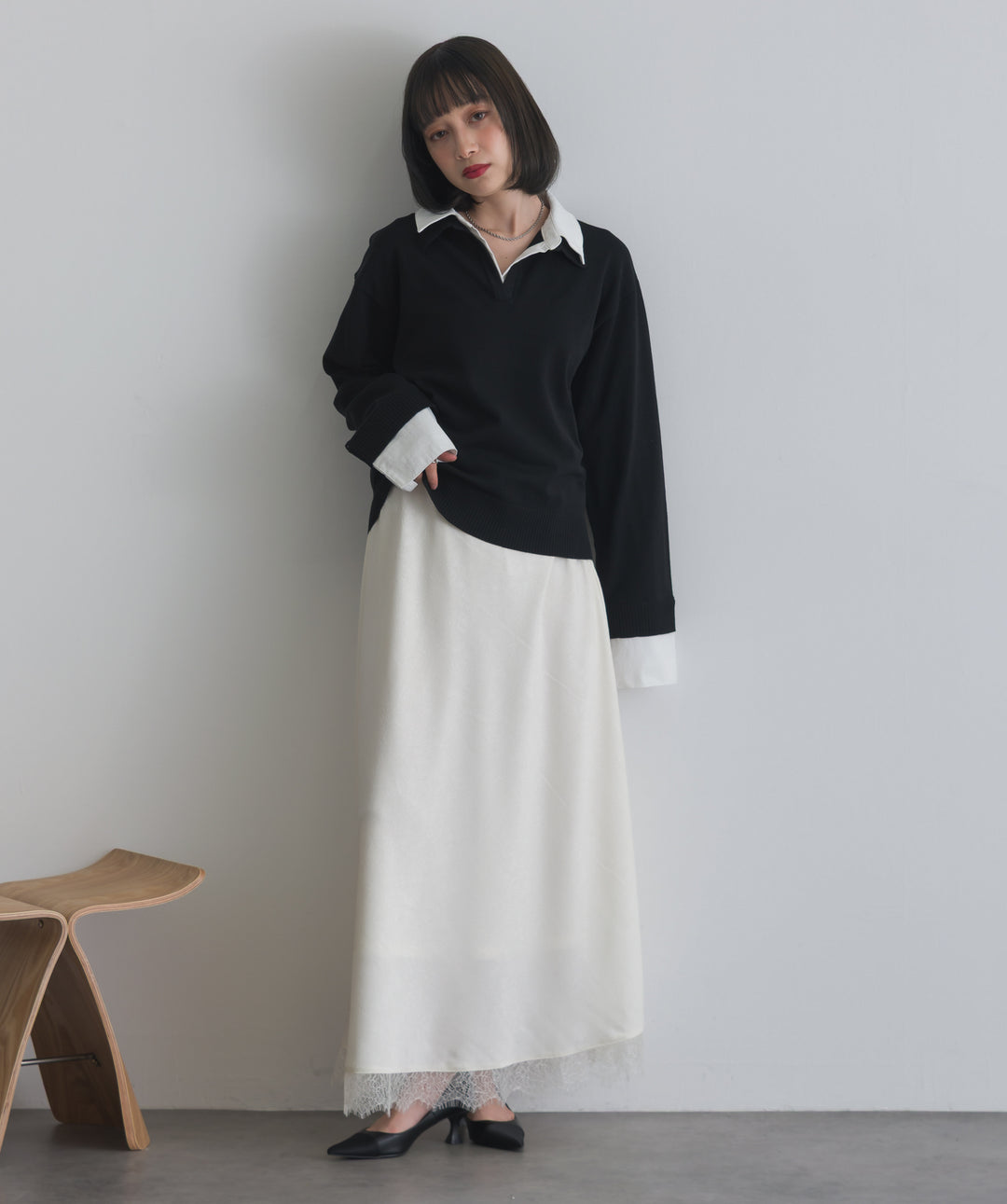 レースヘムナロースカート