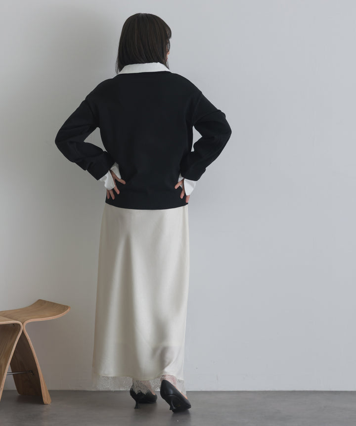 シャツ切替レイヤードプルオーバー