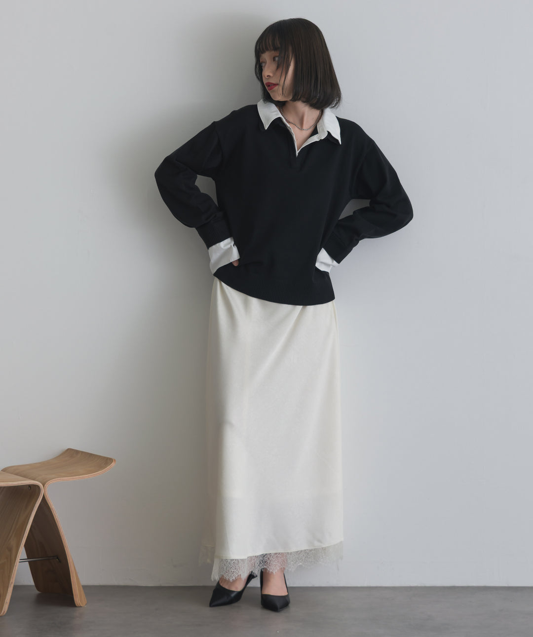 レースヘムナロースカート