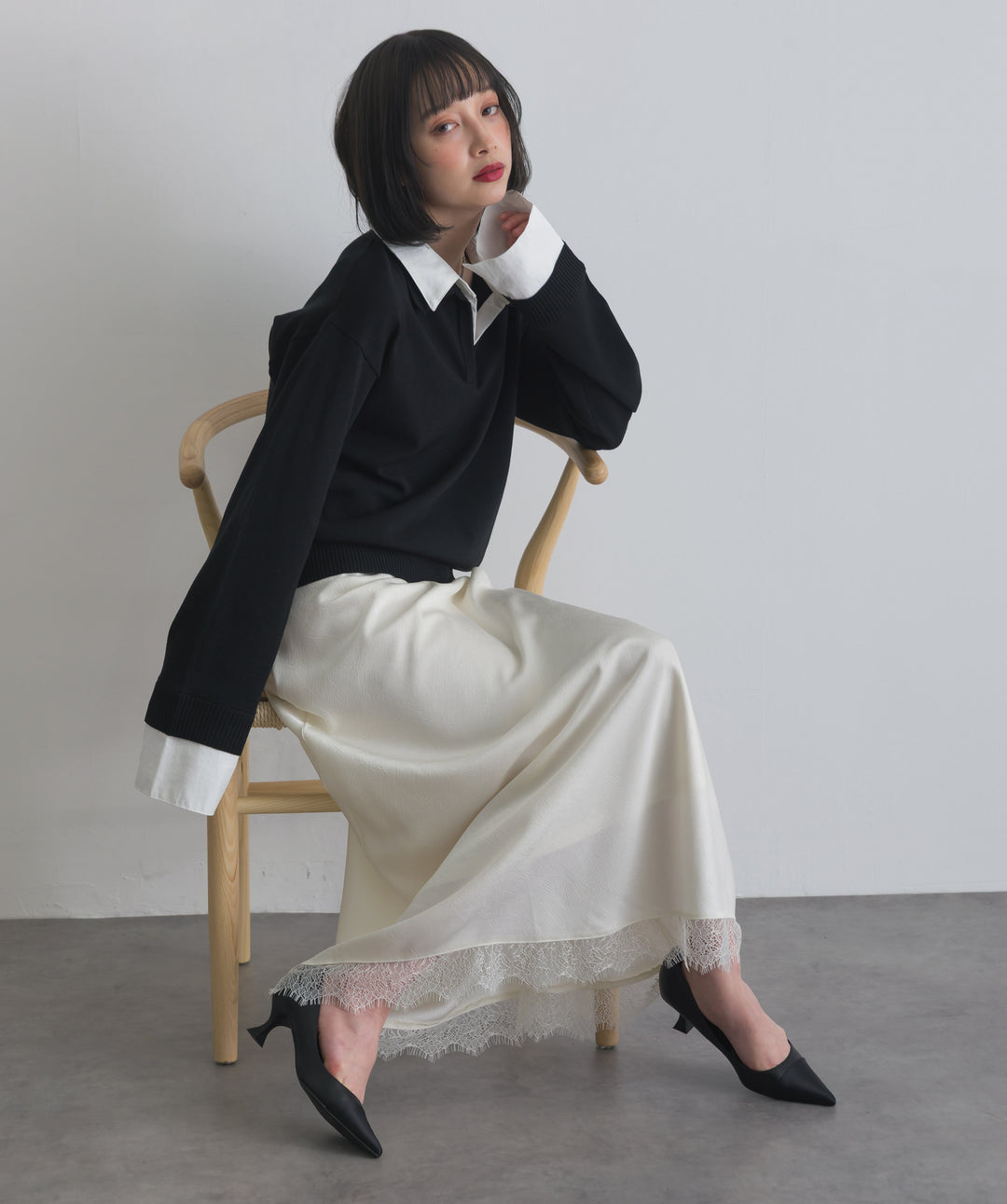 レースヘムナロースカート