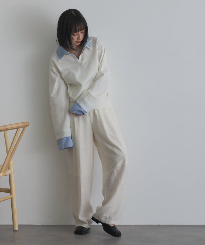 シャツ切替レイヤードプルオーバー