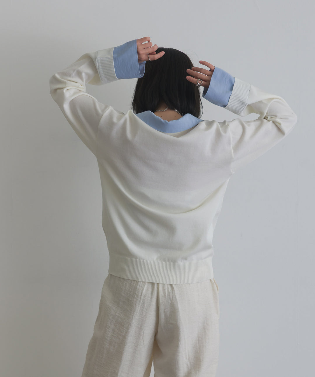シャツ切替レイヤードプルオーバー