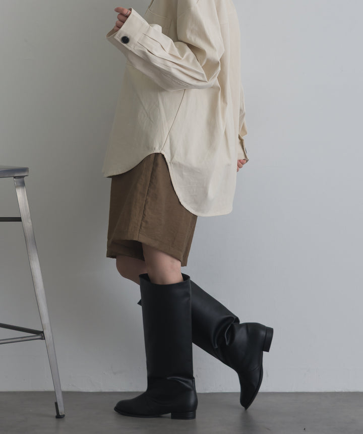 リネンライクタックハーフパンツ