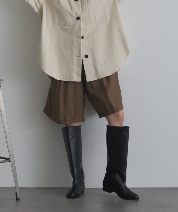 リネンライクタックハーフパンツ