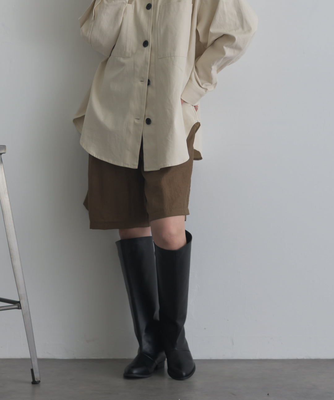 リネンライクタックハーフパンツ