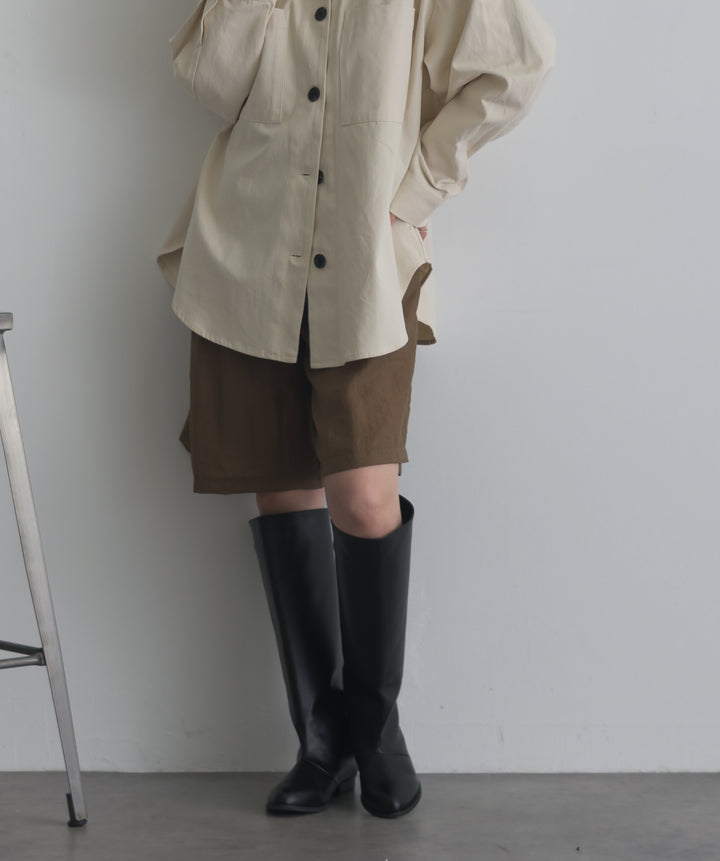 リネンライクタックハーフパンツ