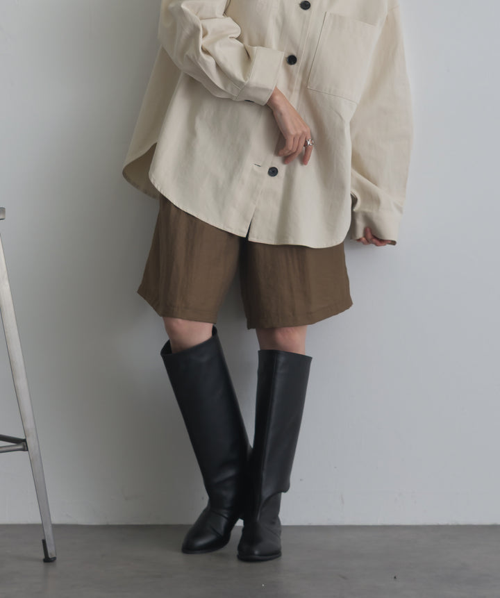 リネンライクタックハーフパンツ