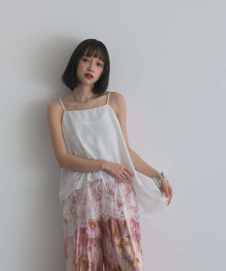 花柄裾レースキャミソール