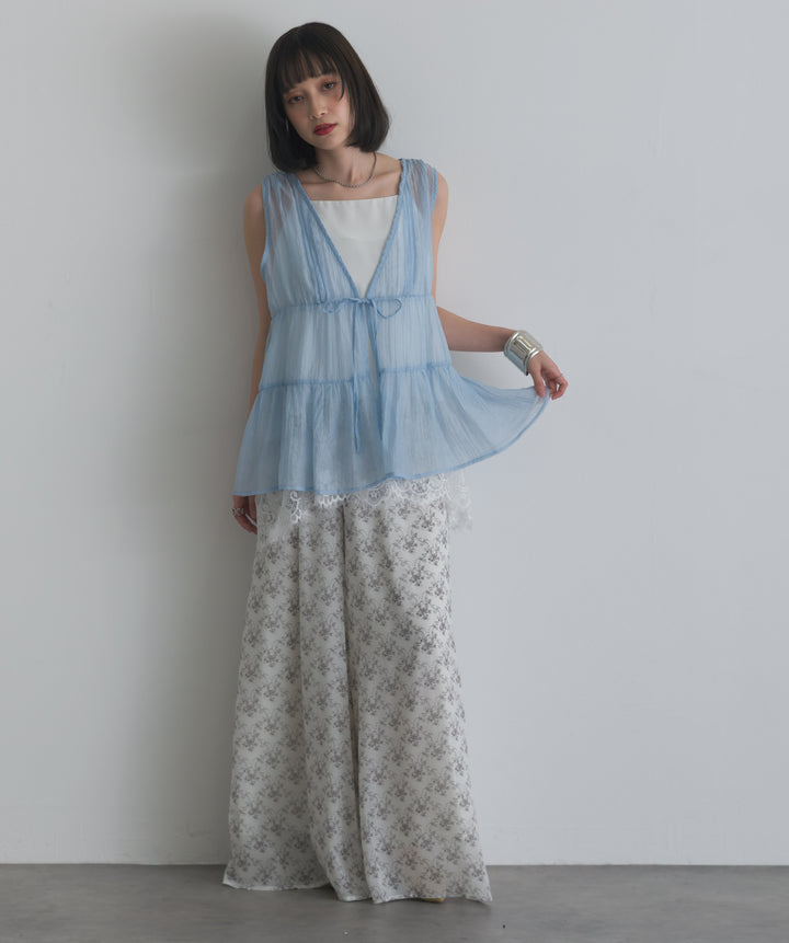 ボタニカル柄ワイドパンツ