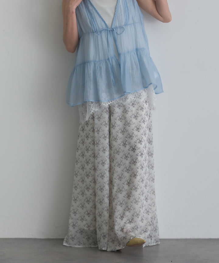 ボタニカル柄ワイドパンツ