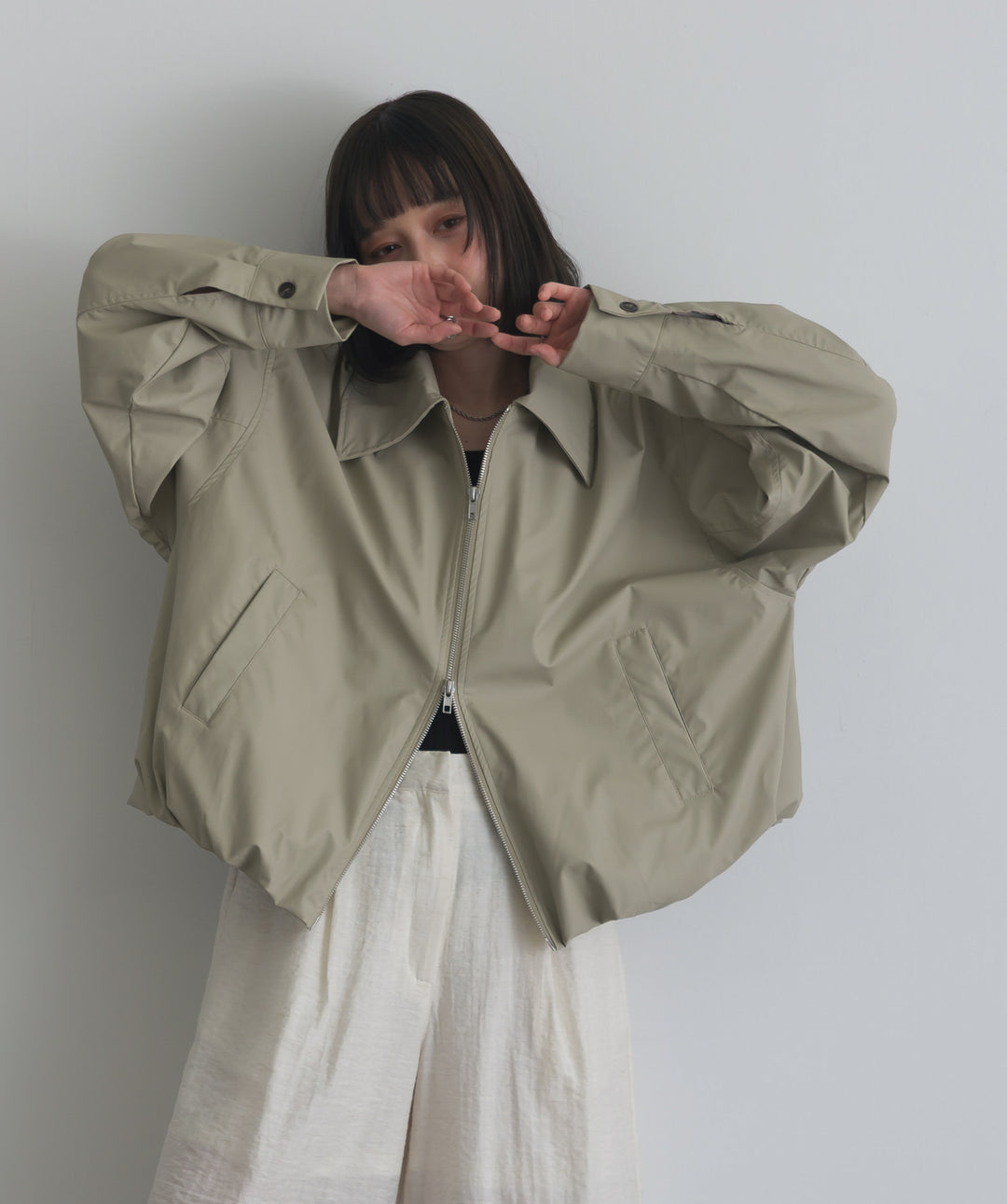 フェイクレザーバルーンジャケット