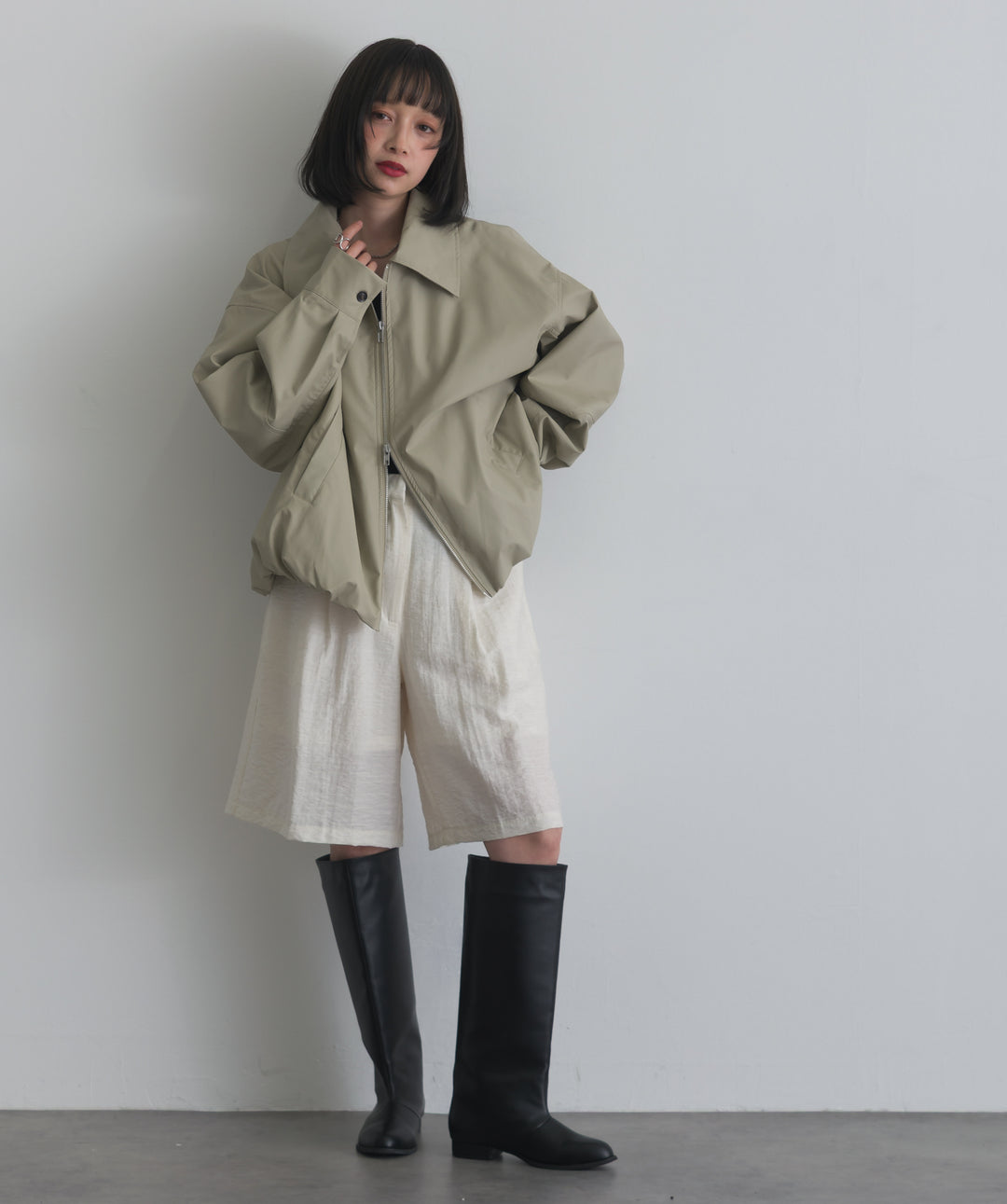 フェイクレザーバルーンジャケット