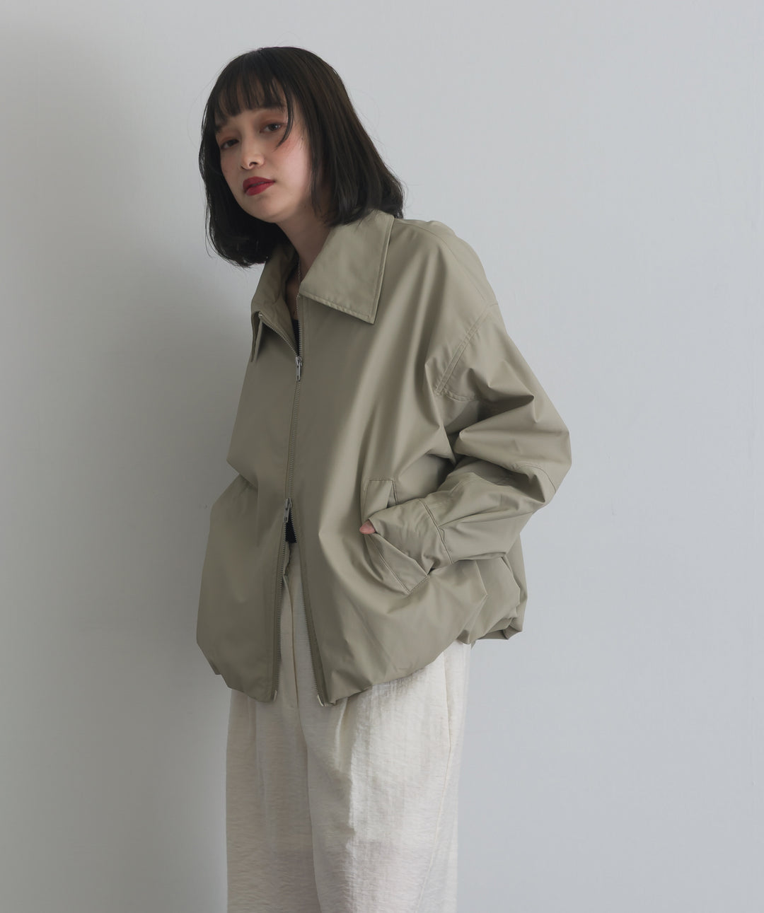 フェイクレザーバルーンジャケット