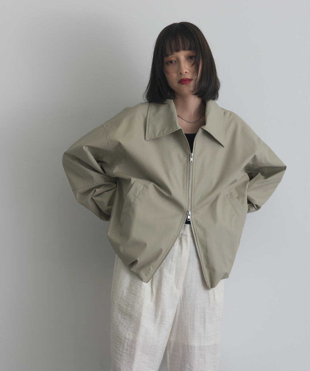 フェイクレザーバルーンジャケット