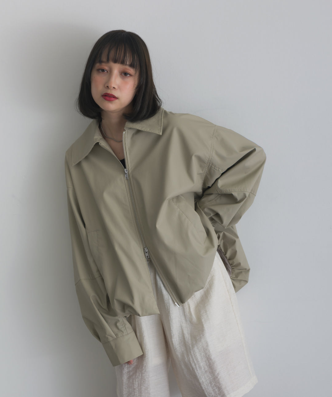 フェイクレザーバルーンジャケット