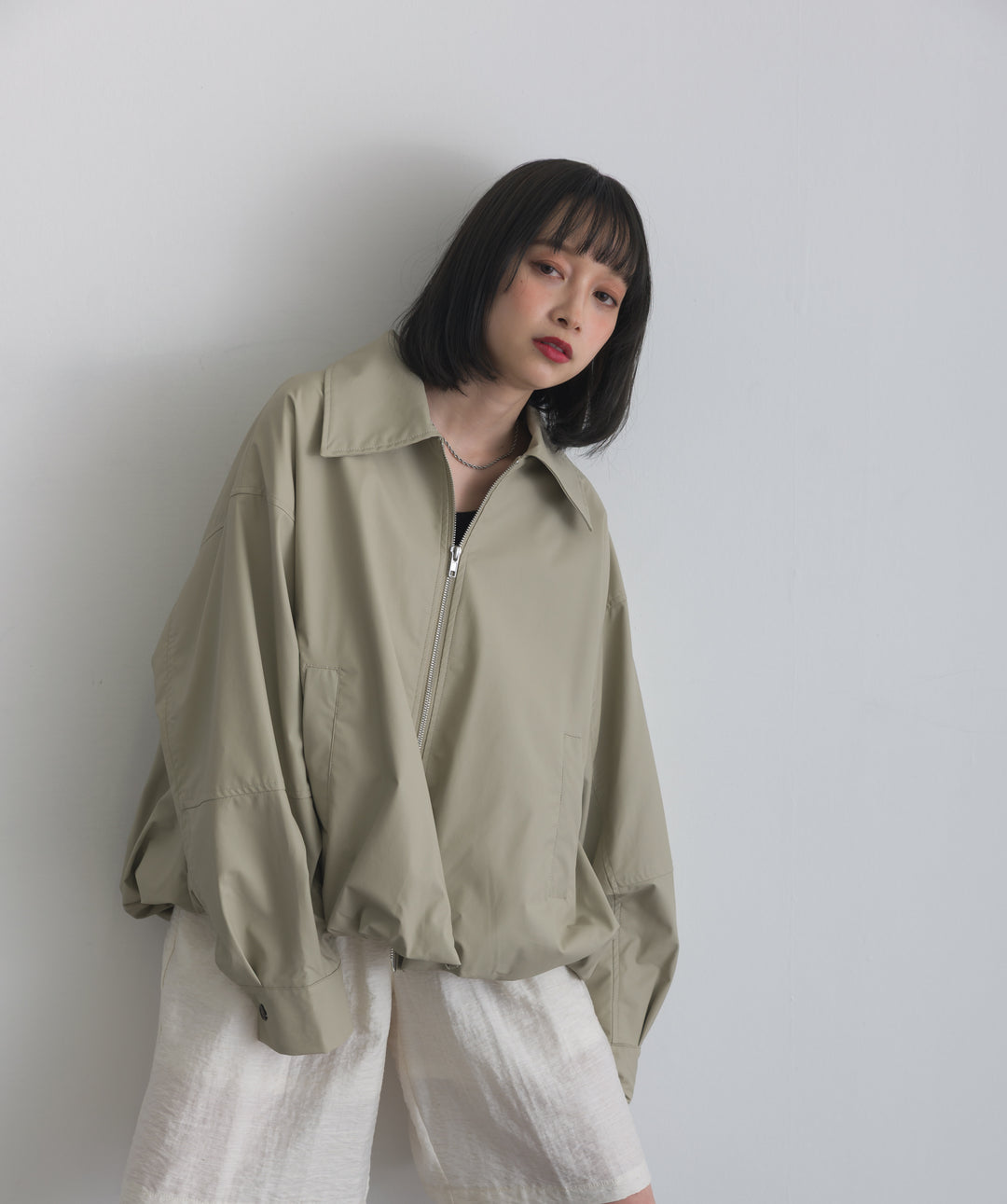 フェイクレザーバルーンジャケット