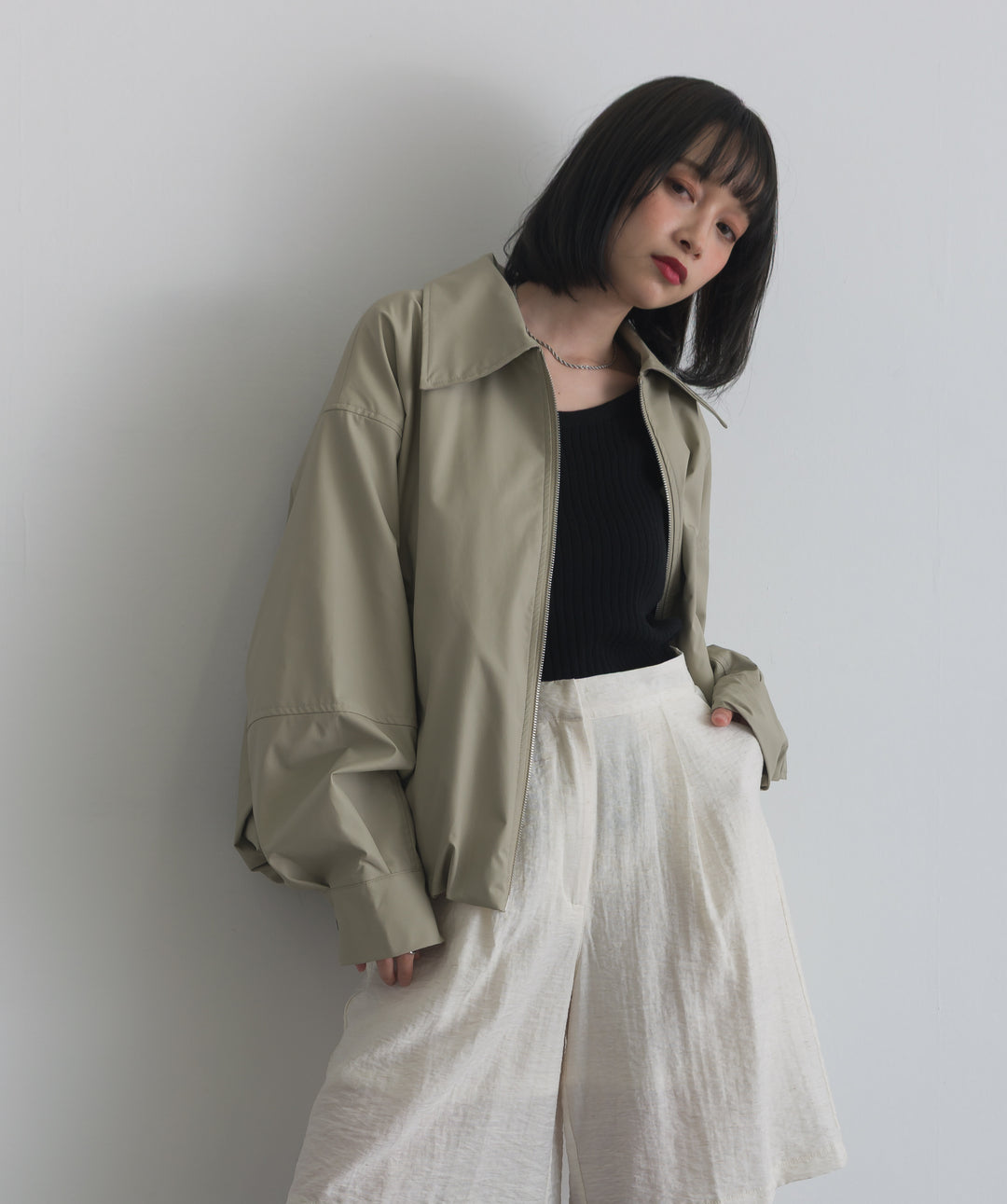 フェイクレザーバルーンジャケット