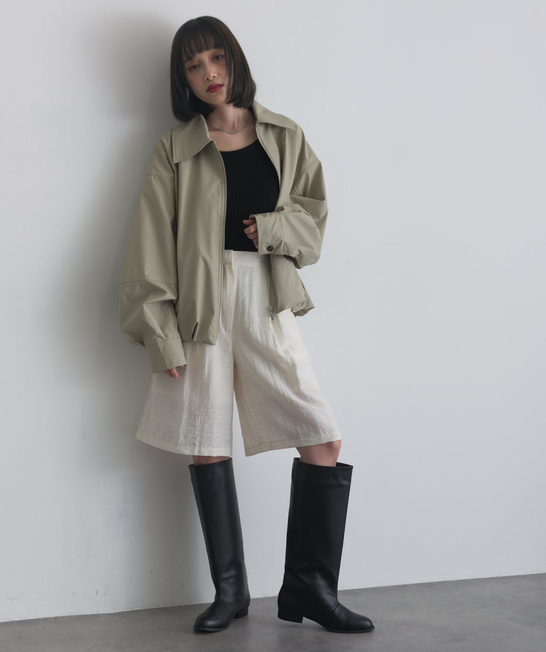 フェイクレザーバルーンジャケット