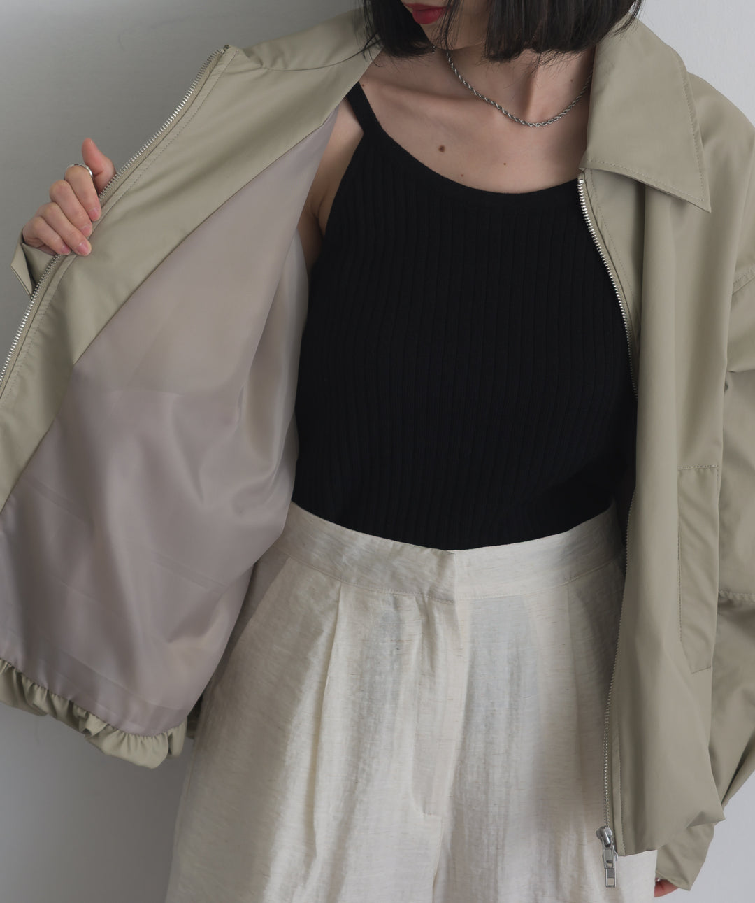 フェイクレザーバルーンジャケット