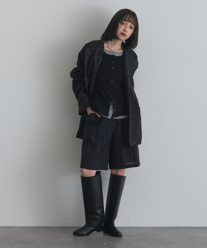 リネンライクタックハーフパンツ