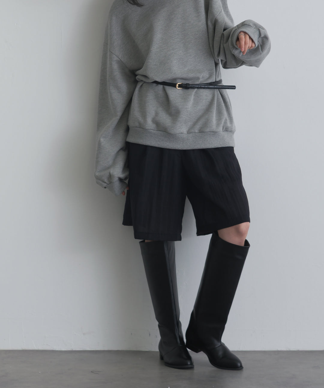 リネンライクタックハーフパンツ