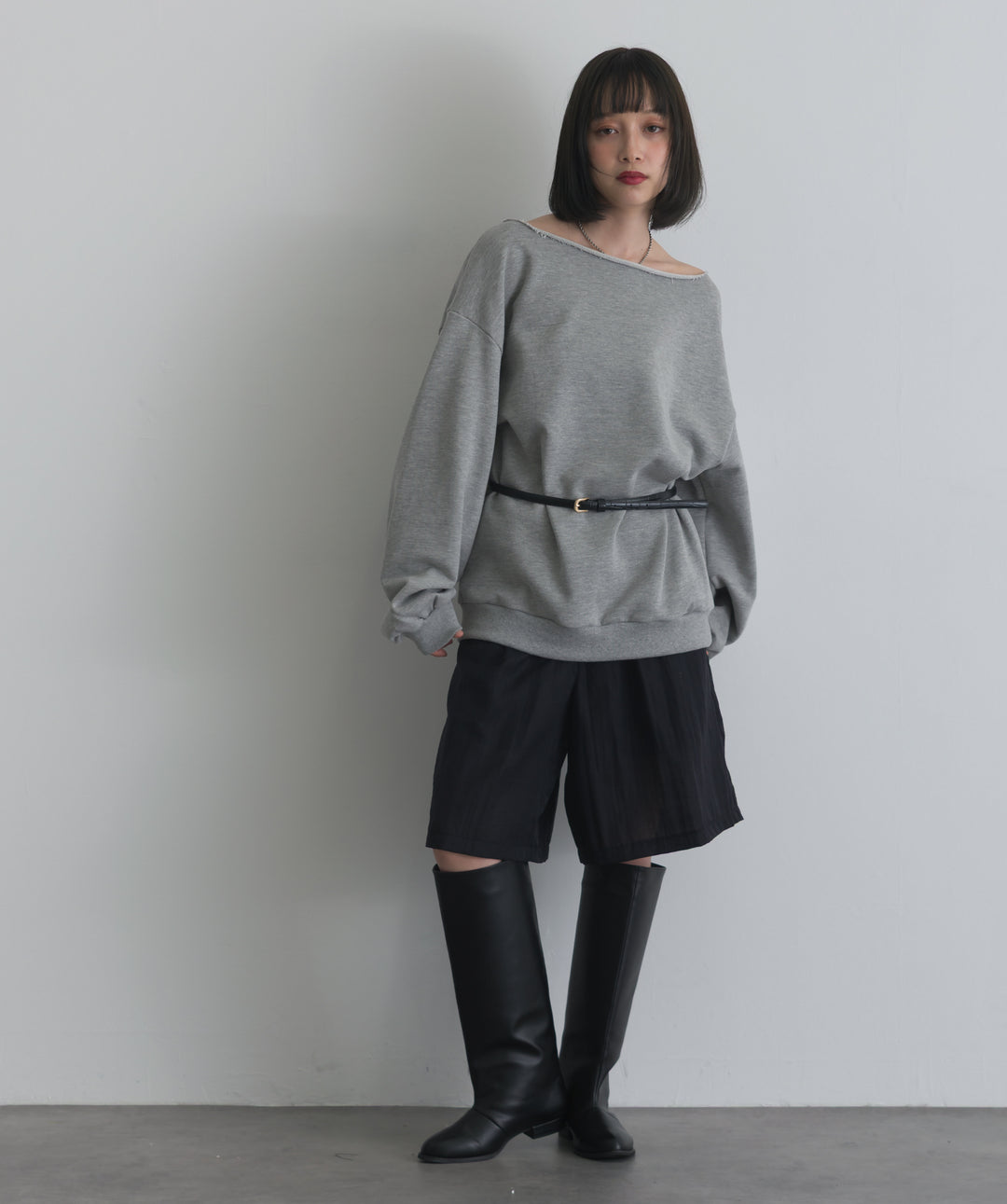 リネンライクタックハーフパンツ