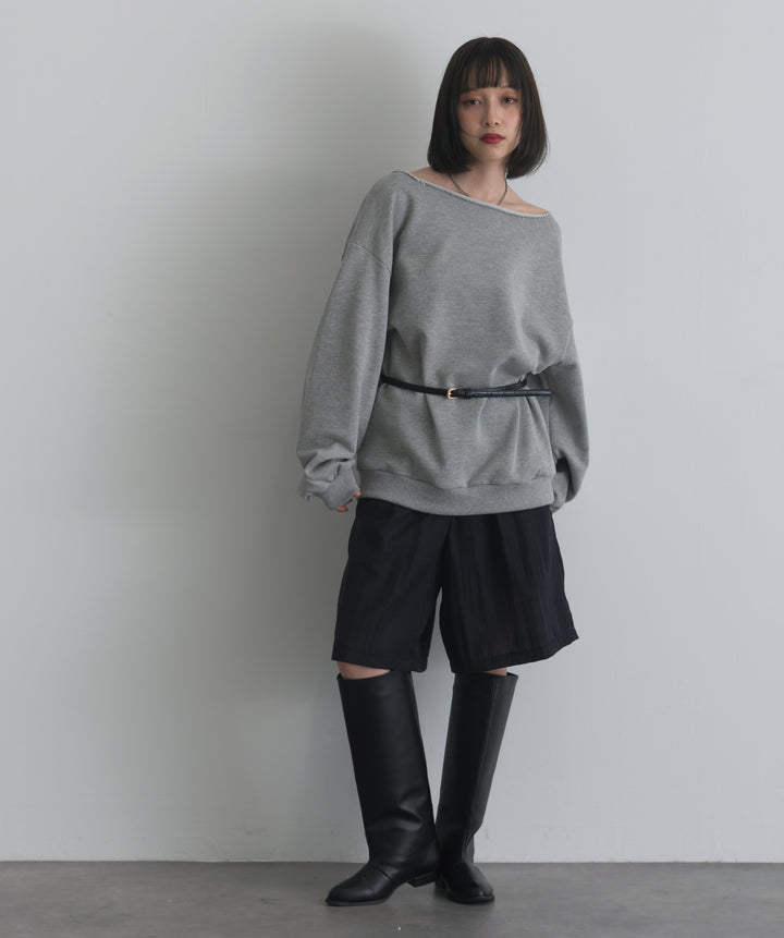 リネンライクタックハーフパンツ