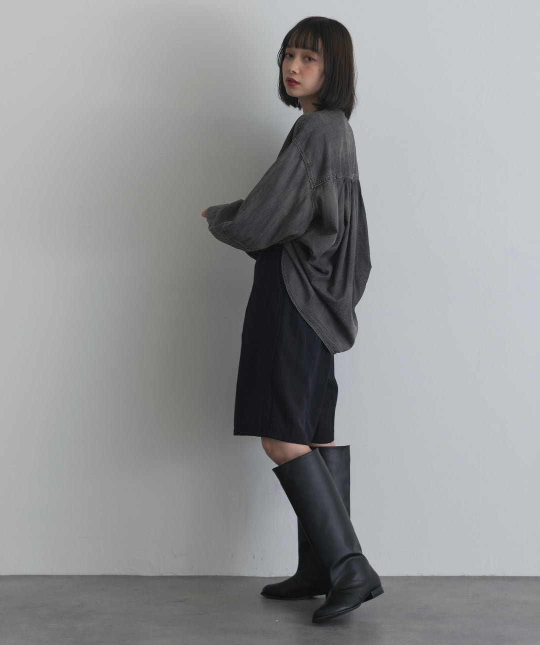 リネンライクタックハーフパンツ