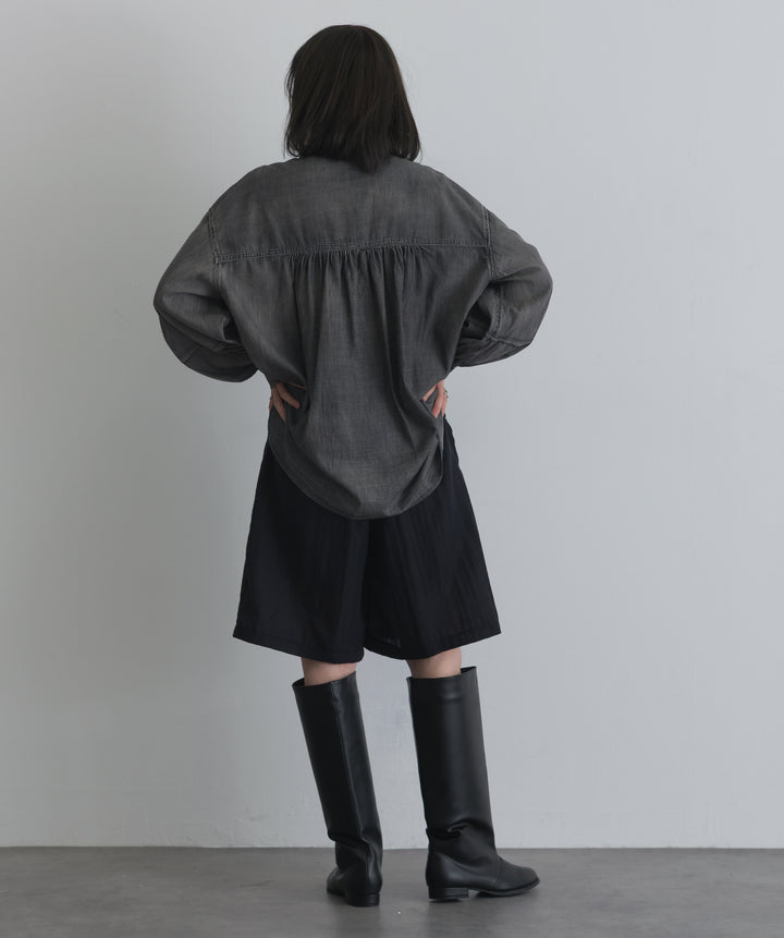 リネンライクタックハーフパンツ