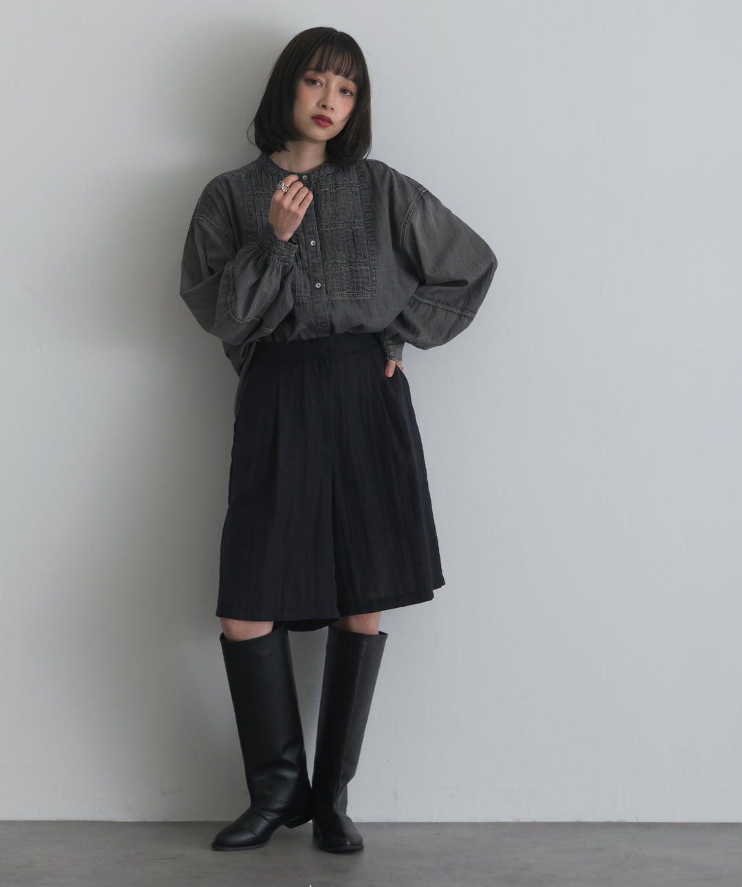 リネンライクタックハーフパンツ