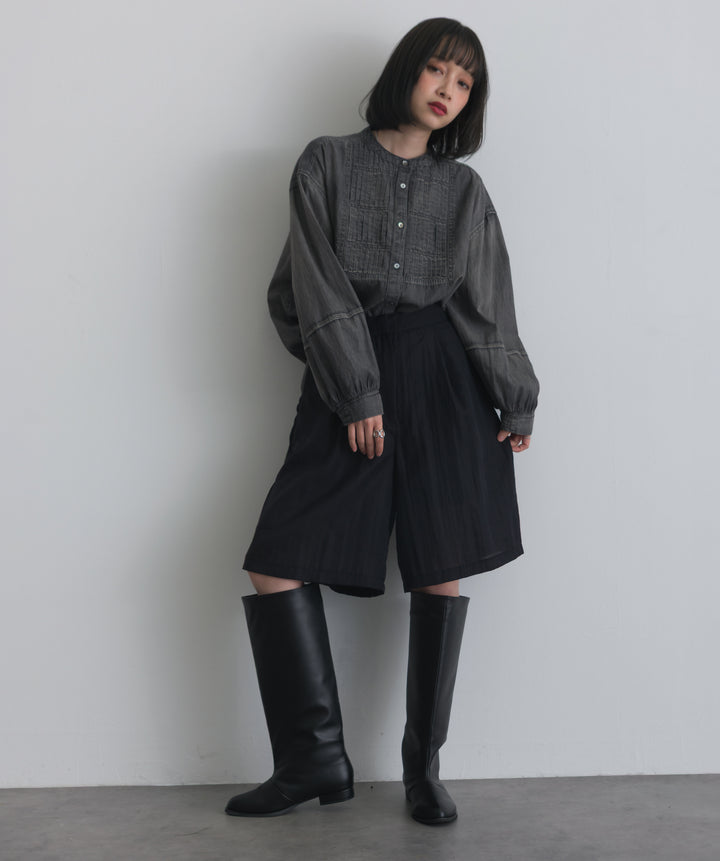 リネンライクタックハーフパンツ