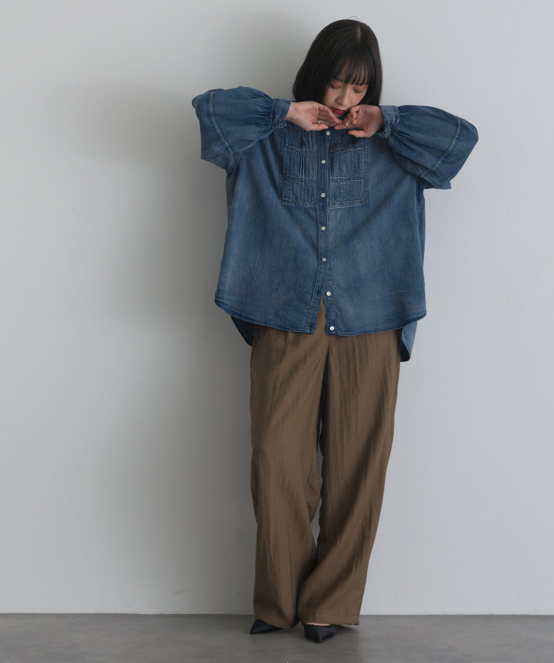 ピンタックギャザーブラウス