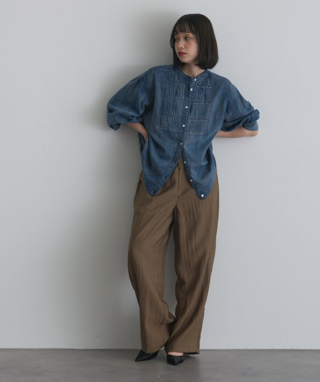 リネンライクタックパンツ